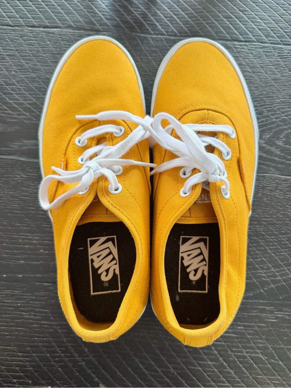 Vans Bright Yellow Canvas Low-Top Sneakers with White Laces